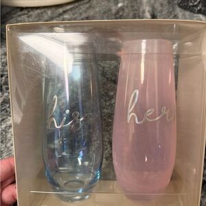 “His & Hers” Stemless Glass Set 💕